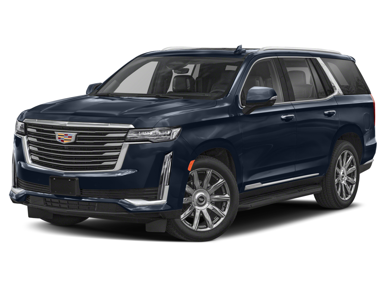 2024 Cadillac Escalade Premium Luxury Platinum in Black Raven — front three-quarter view