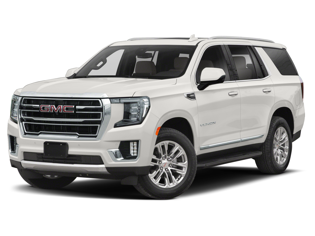 2024 GMC Yukon SLT in Volcanic Red Tintcoat — front three-quarter view