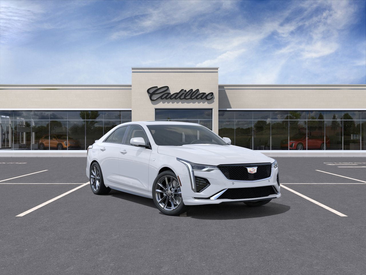 2026 Cadillac CT4 Sport in Summit White — front three-quarter view