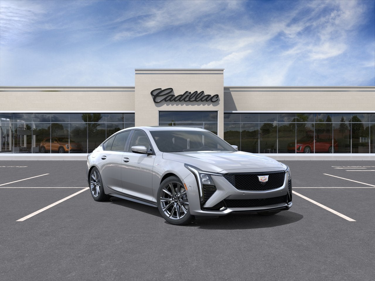 2026 Cadillac CT5-V Base in Argent Silver Metallic — front three-quarter view