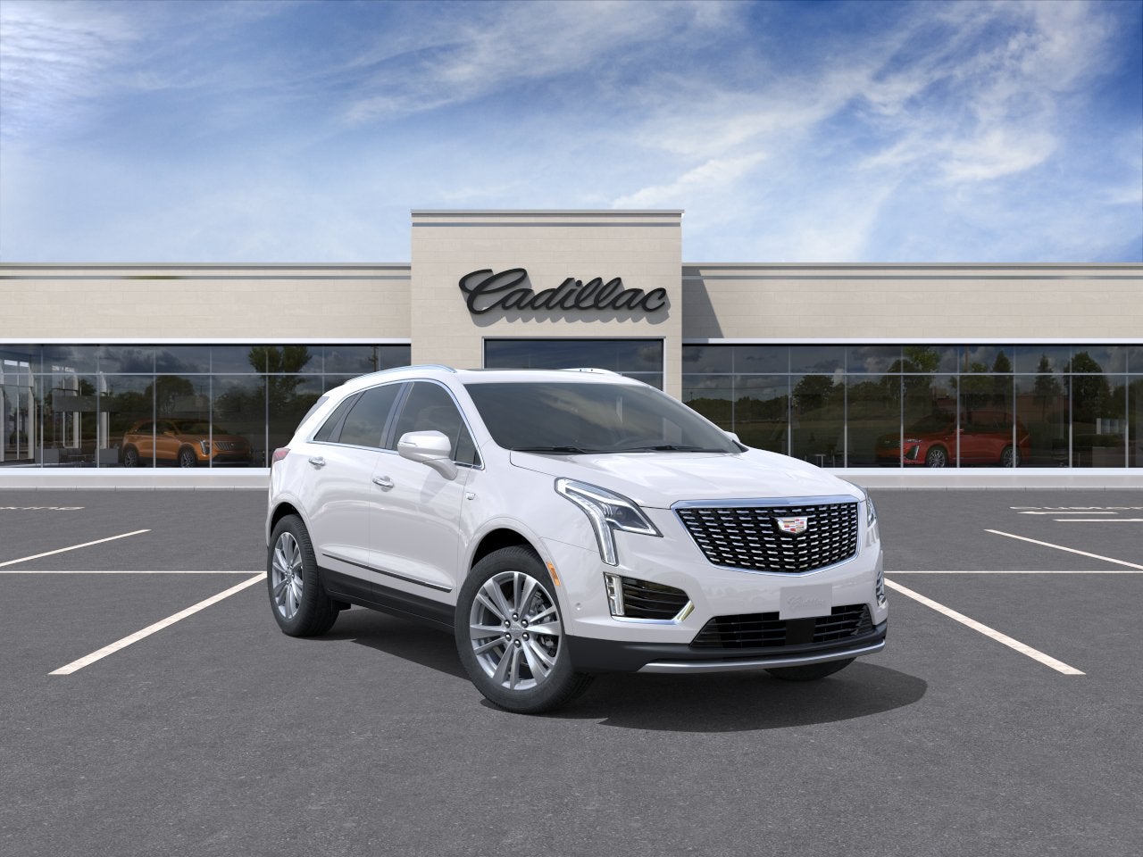 2026 Cadillac XT5 Premium Luxury in Crystal White Tricoat — front three-quarter view
