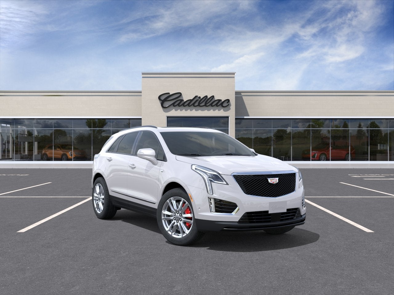 2026 Cadillac XT5 Sport in Crystal White Tricoat — front three-quarter view