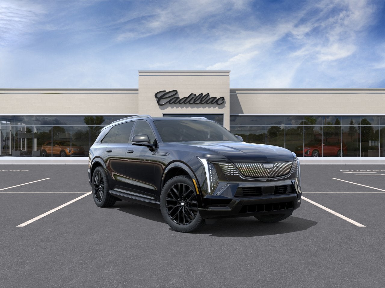 2026 Cadillac ESCALADE IQ Sport in Black Raven — front three-quarter view